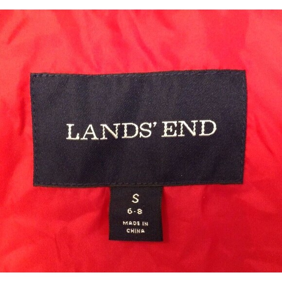 Lands End Vest Wmn S Red Plaid Feather Down Puffer Quilted Zip Preppy Outdoors - Picture 11 of 12